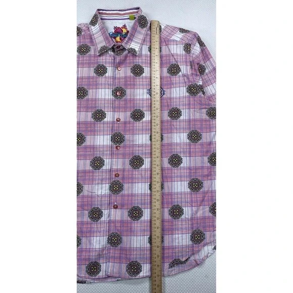 Robert Graham Men's XXL Grande Button Up Shirt Flip Cuff Pink Embroidered - Picture 7 of 8